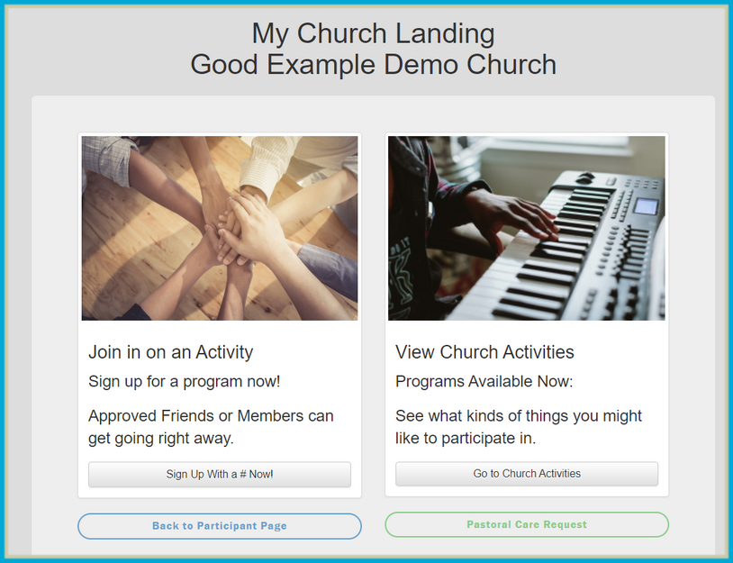 participants see where they would view and sign up for church activities